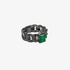 Black diamond chain ring with emerald center