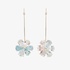 flower shaped long earrings wiith aquamarines and diamonds