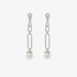 Long white gold earrings with pearls and diamonds