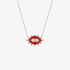 Pink gold eye necklace with red enamel