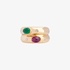 gold ring with cabochon emerald and ruby