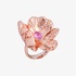 Stunning flower ring with a pink sapphire and diamonds