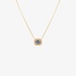 Modern gold square pendant with blue sapphire