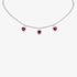 Romantic diamond tennis necklace with dangling ruby hearts