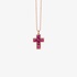 Pink gold cross with  princess cut ruby