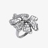 Beautiful flower ring with black rhodium and diamonds
