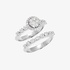 Precious white gold double ring with diamonds