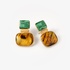 Fashionable silver earrings with amber and malachite