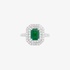 Art deco style white gold emerald ring