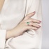 White gold square emerald ring with diamonds