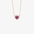 Pink gold ruby heart pendant with diamonds