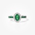 White gold emerald ring with diamonds