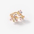 Gold colorful flower ring with sapphires and  diamonds