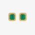 Gold square emerald earrings with yellow diamonds