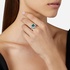 Chiara Ferragni silver rosette ring with white and green stones