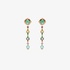 Long gold earrings with emeralds and tourmaline