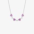 White gold heart necklace with diamonds and pink sapphires