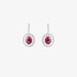 White gold ruby rosette leverback earrings with diamonds