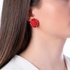 Elegant coral earrings with diamonds