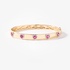 Gold bangle bracelet with ruby hearts and diamonds