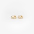 Tiny gold hoops with baguette diamonds