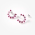 White gold ruby side hoops with diamonds