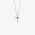Tiny pink gold cross with ruby