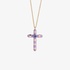 Gold gold cross with purple enamel and iolite