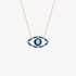 Gold evil eye pendant with blue enamel and diamonds