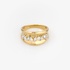 Gold wide ring with a line of mixed cut diamonds