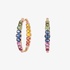Hoop earrings with rainbow saphires