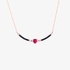 Modern black enamel necklace with ruby