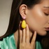 Large yellow drop earrings in silver, brass and enamel