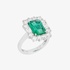 white gold square emerald rosette ring