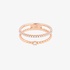 Thin pink gold double ring with diamonds