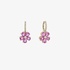 Diamond hoop earrings with pending pink sapphire flowers
