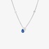 White gold drop shaped pendant with sapphire
