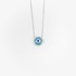 White gold round evil eye pendant with diamonds and turquoise