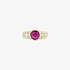 Gold ruby ring with baguette diamonds