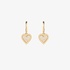 Gold dangling heart earrings with diamonds