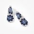 White gold long earrings with sapphire flowers and diamonds