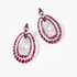 Big white gold oval earrings with rubies and diamonds