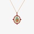 Rose gold enamel pendant with rubies