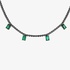 Black diamond tennis necklace with hanging emeralds