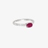 White gold solitaire ruby ring with diamonds