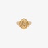 Monogram "N" initial ring in pink gold with diamonds.