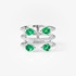 Triple spiral ring with emeralds and diamonds