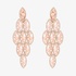 Pink gold long coral earrings with diamonds