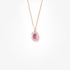 Pink gold pink sapphire rosette pendant with baguette diamonds