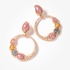 Ροζ χρυσά σκουλαρίκια με διαμάντια και πολύχρωμα ζαφείρια